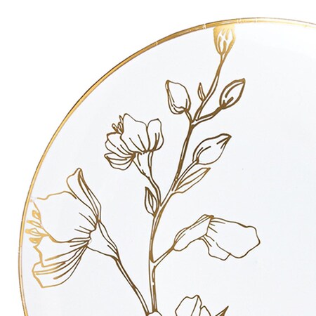 Smarty Had A Party 7.5" White w/Gold Antique Floral Round Disposable Plastic Appetizer/Salad Plates (120 Plates), 120PK 927WG-CASE